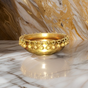 Brass Urli Bowl with Ghungroo 1.7kg | width 22cm | height 8cm