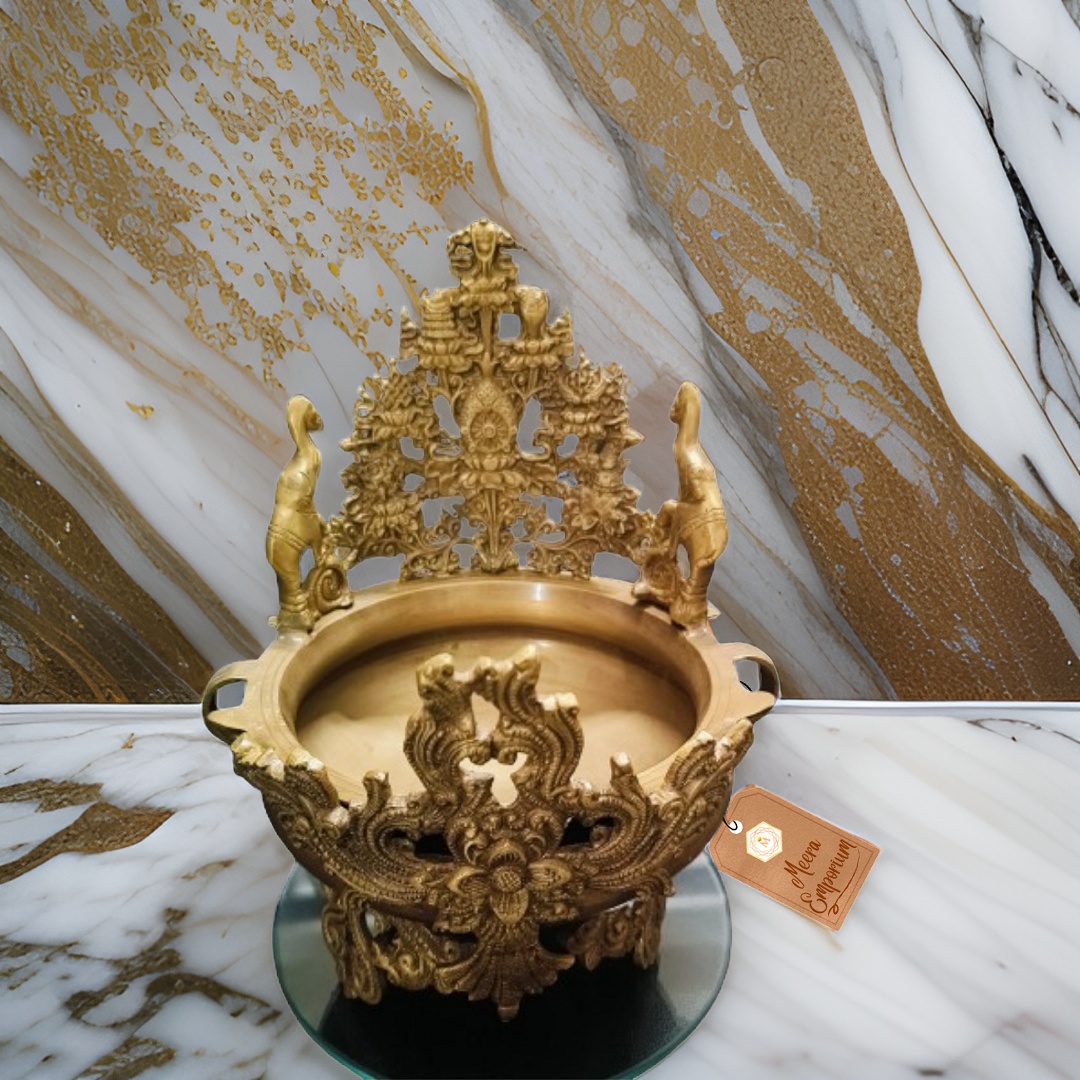 Brass Urli Bowl Elephant & Lotus Design Weight 5kg Approx weight 5kg | height 33cm | width 27cm