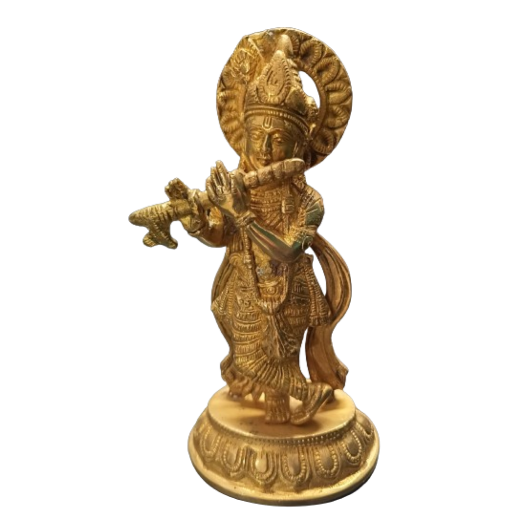 Brass Krishna Golden for Home or Office Weight 1kg approx Height 22cm