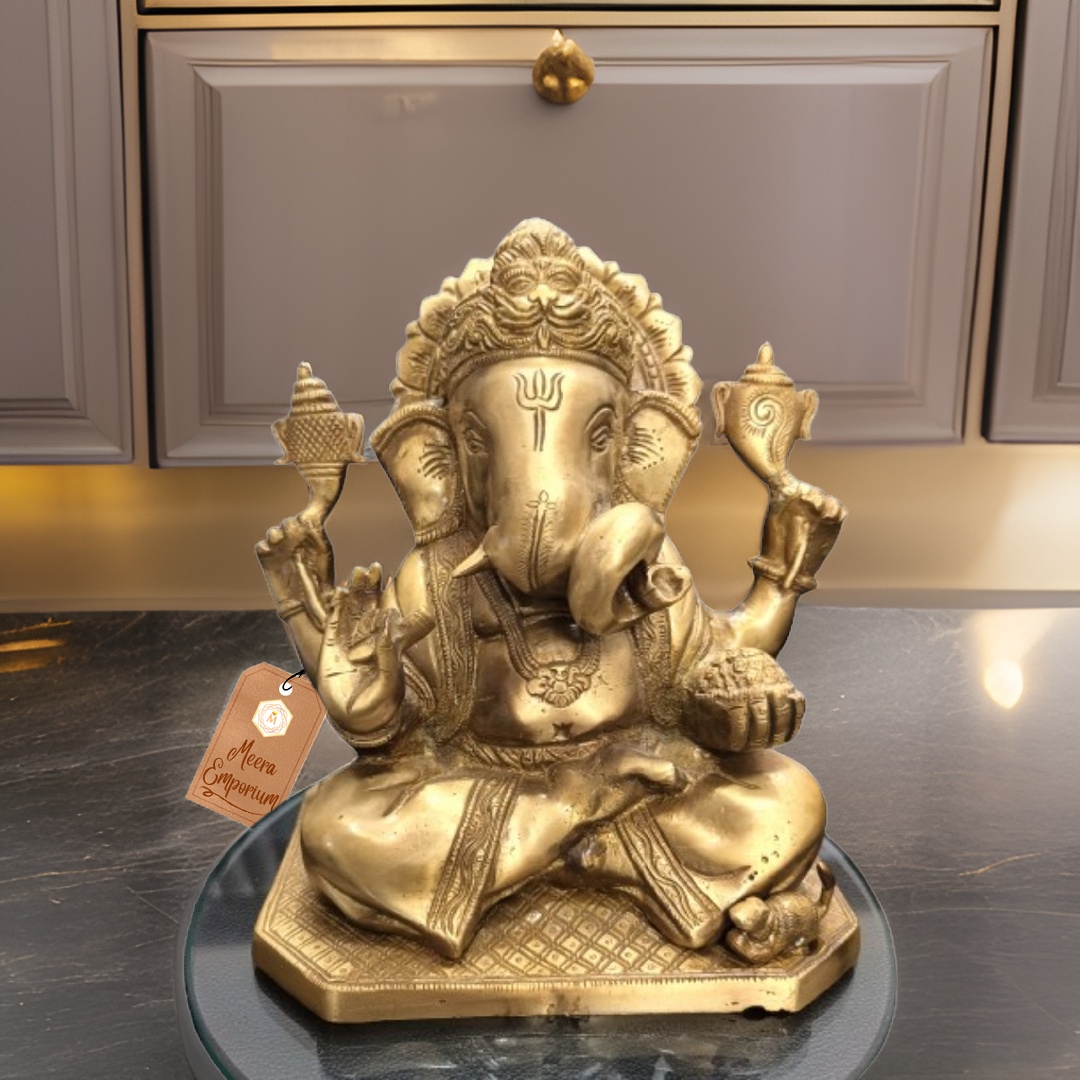 Brass Ganesha for Home or Office 6kg Weight | 23cm Height lacquer polish