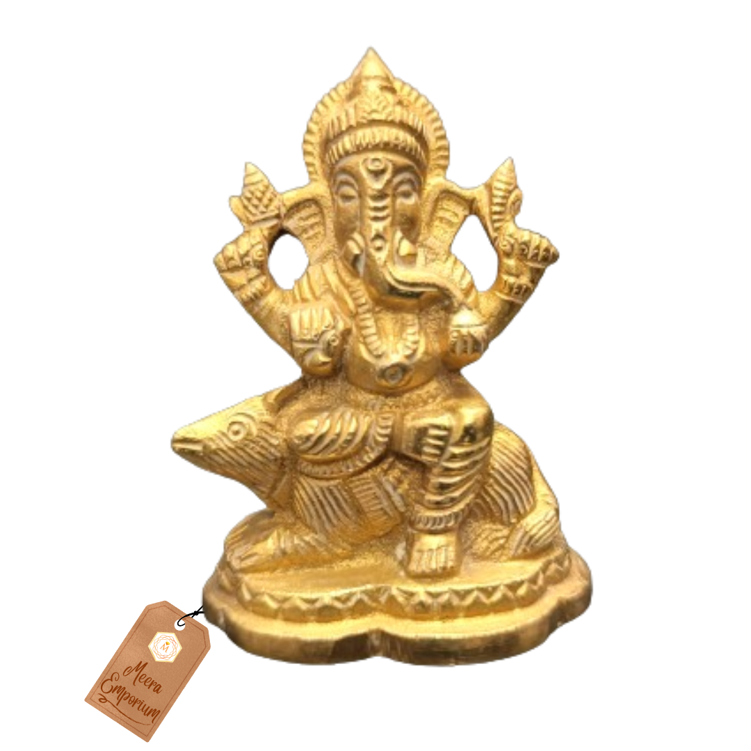 Brass Ganesha Small Size Statue 220gm | 7cm Height