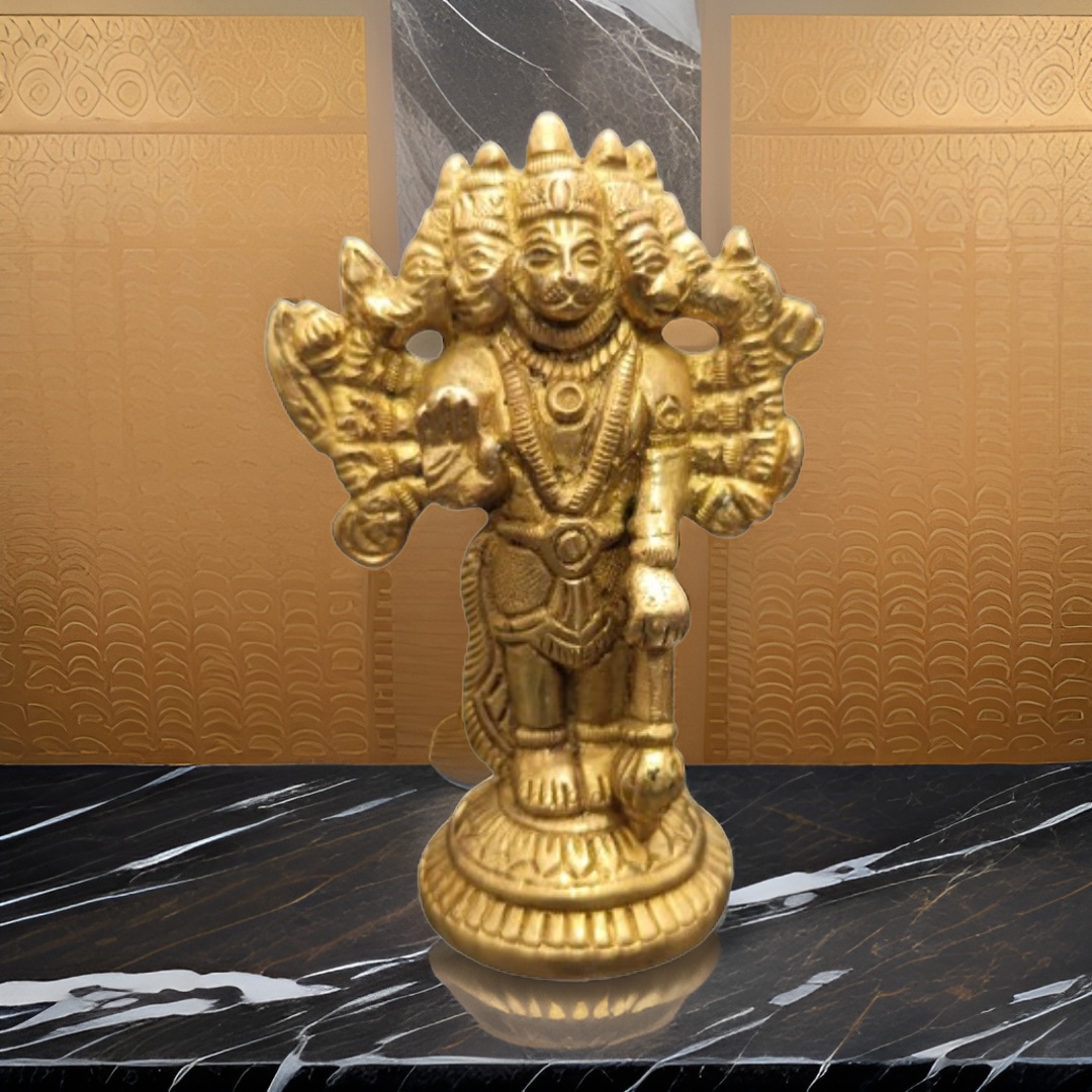 Panchmukhi Hanuman Ji Small Size Brass height-10cm Weight-370gm Stand Position
