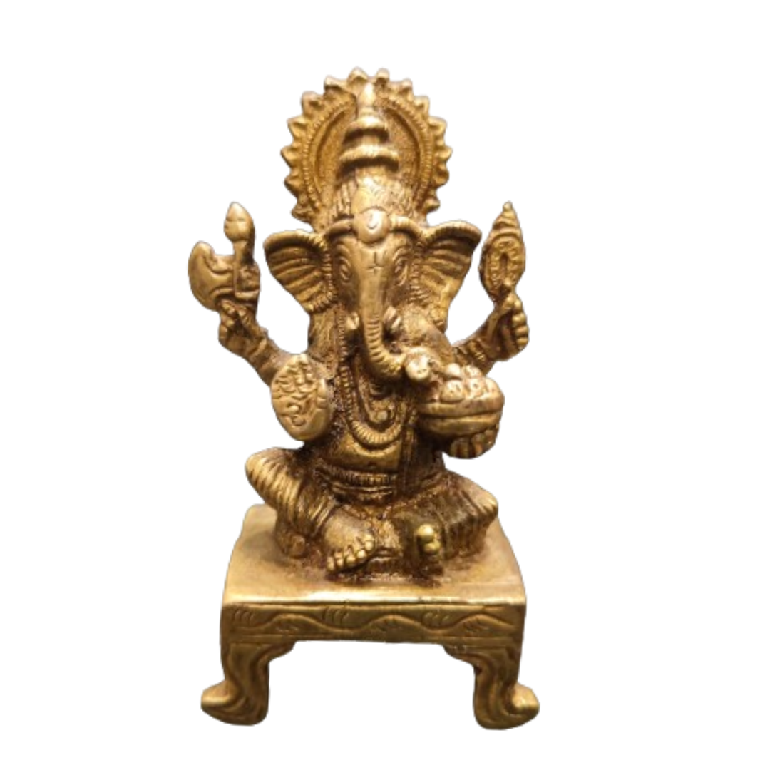 Ganesh Ji Brass Small Size 7cm weight 140gm sitting on stand
