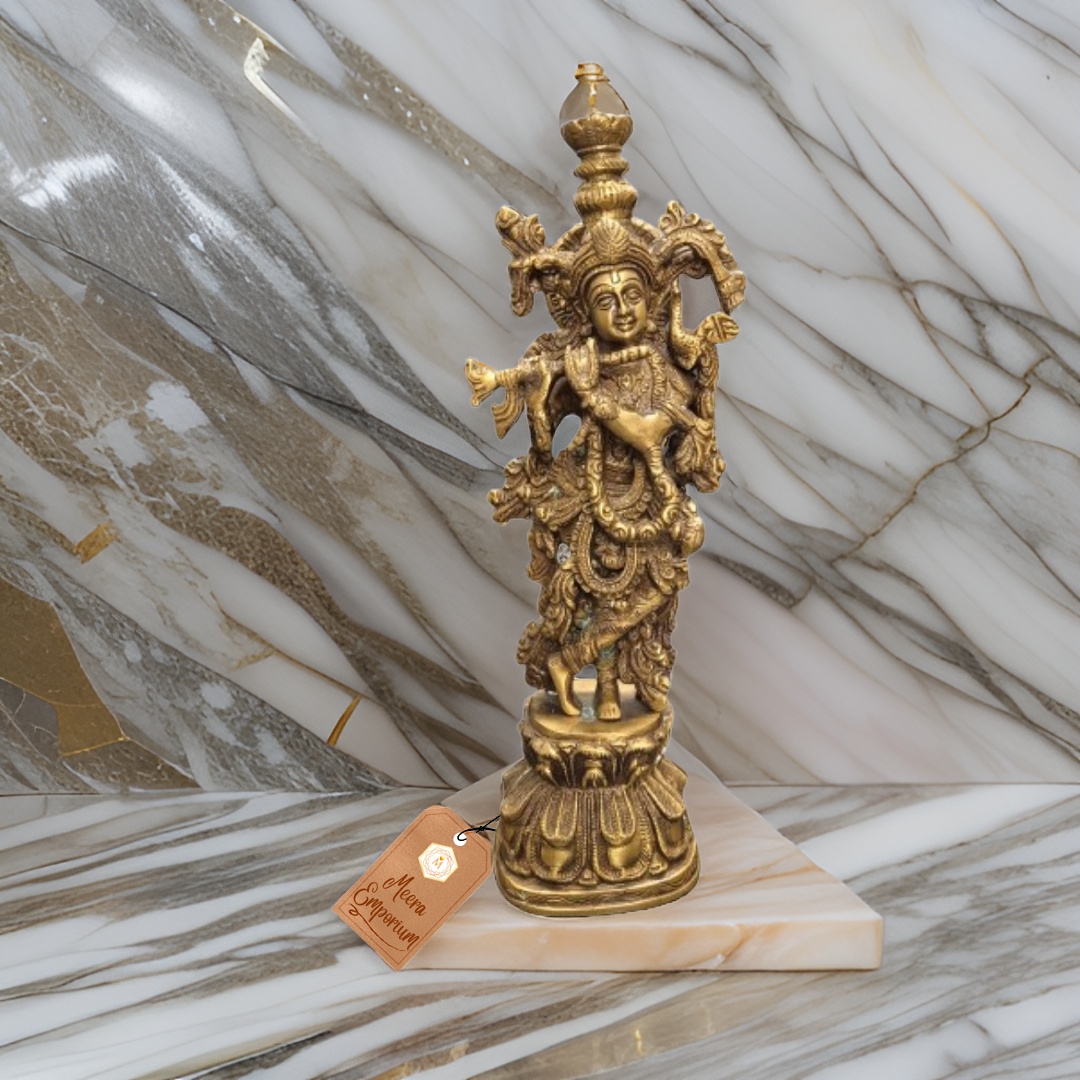 Krishna Ji brass Statue Lacquer Polish Height 33cm Weight 2.8kg for Home or Office
