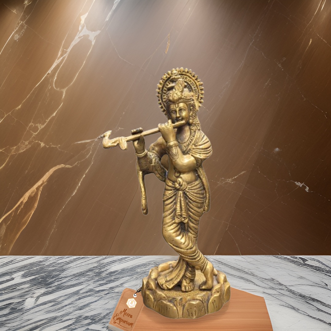 Krishna Ji Brass Idol Medium size 27cm 2kg