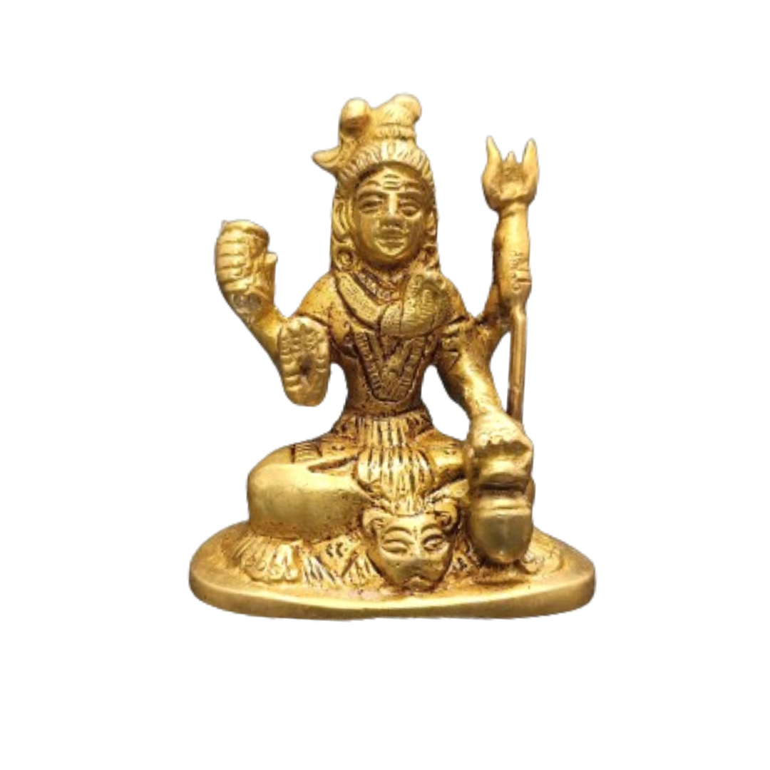 Shiva Small Size Brass Idol Golden Color 270gm 7cm For home pooja ghar or office 