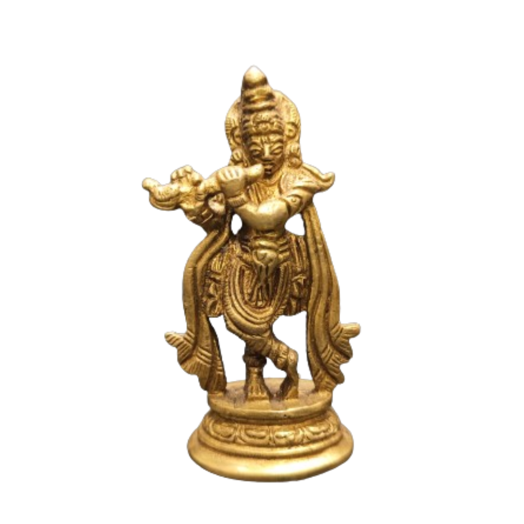 Krishna Ji Brass Idol small size weight 130gm 8cm height for Home or Office Pooja