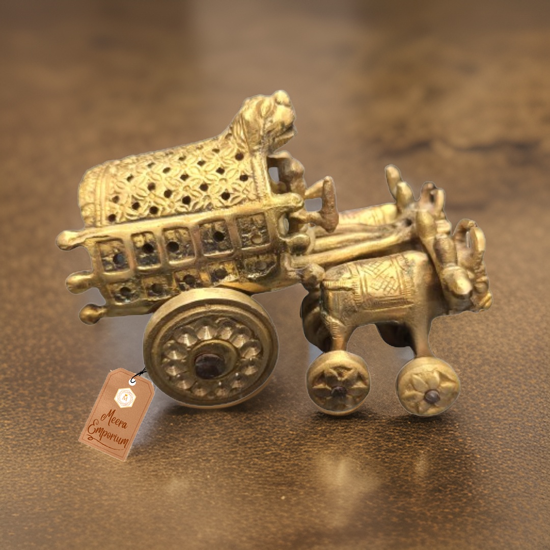 Bull Kart or Bel Gadi Brass Super Fine Art for Home or Office Decor 800gm | 9cm