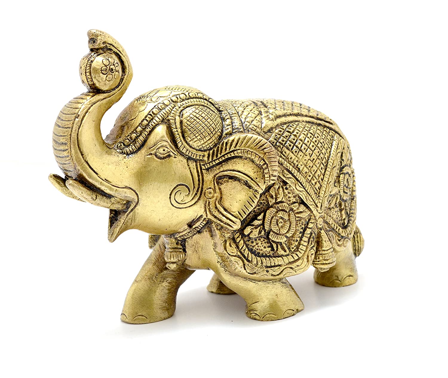 Maharaja Elephant Brass Showpiece – Royal Antique Elephant Figurine for Home & Office Décor | 930g | Meera Emporium