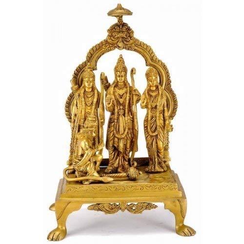 Ram Darbar Decorative Idol in Pure Brass | Traditional Gold Finish | Religious Home Temple Showpiece – Height 14 Inches
